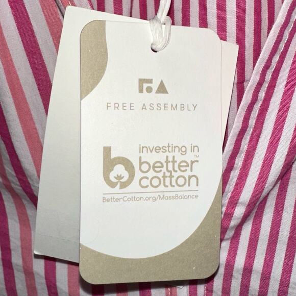 NWT Free Assembly V-Neck Long Sleeve Fuchsia Fedora Stripe Peplum Top Size Small - Picture 7 of 14